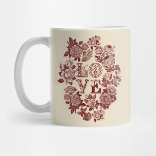 Love Typography Vintage Rose Mug